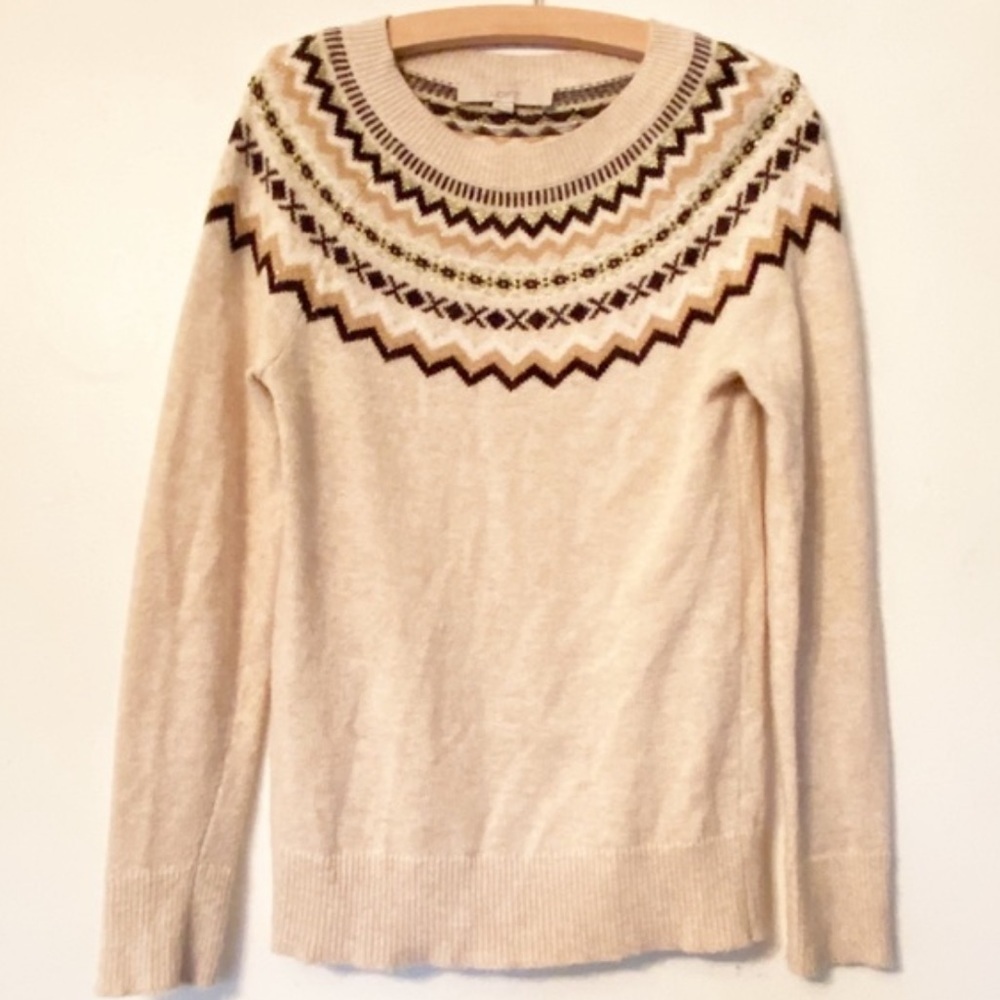 Loft wool blend crew neck Aztec print sweater